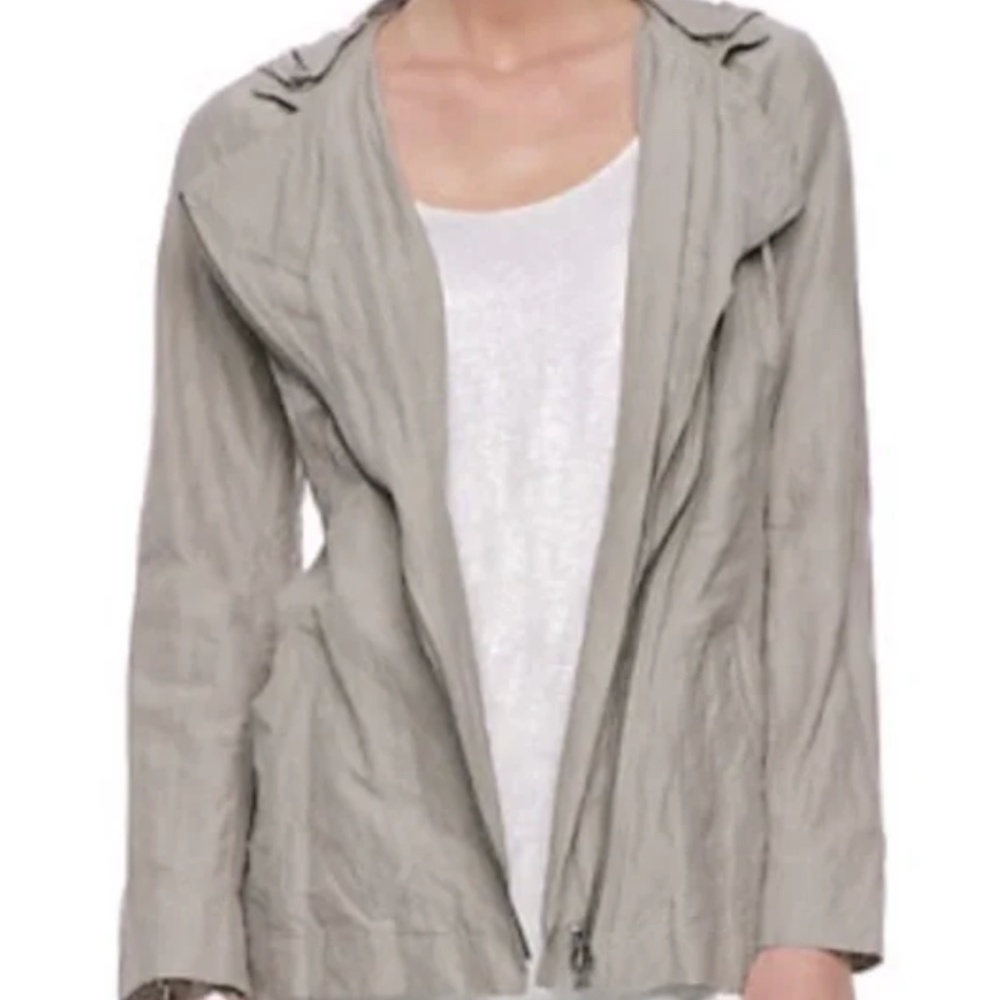 NWT Eileen Fisher Asymmetric Cotton Jacket Taupe Brown